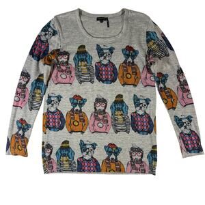 Tricotto Sweater Women's Small Dogs Wearing Clothes, Glasses, Hats Rhinestones